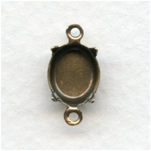 Closed Back Setting Connectors 10x8mm Oxidized Brass (12)