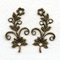 Flowers with Rivet Holes Oxidized Brass (3 pairs)