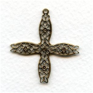 Four Point Filigree With Loop Oxidized Brass (6)