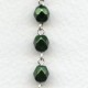 ^Hunter Green 6mm Faceted Beads Rosary Chain Silver Linkage (1 ft)