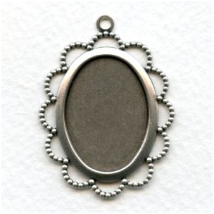 Filigree 25x18mm Setting With Loop Oxidized Silver (6)