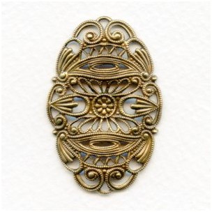 Elaborate Oval Filigree Oxidized Brass 45mm (1)