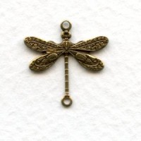 Victorian Style Dragonfly Connectors Oxidized Brass (12)