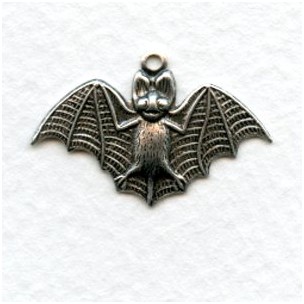 Bat Charms 26mm Oxidized Silver (2)