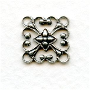 Square 12mm Filigree Connector Oxidized Silver (6)