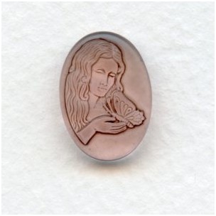 Girl with Butterfly Glass Cameo Rosaline 18x13mm