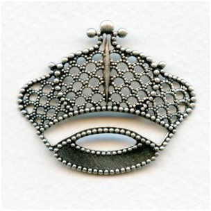 Filigree Crown Stampings Oxidized Silver 43mm (3)