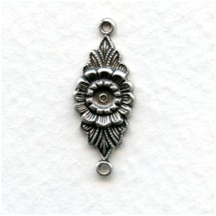 Floral Connector 3mm Setting Oxidized Silver (12)