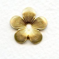 Beaded Detail Flower Shapes Raw Brass 18mm (12)