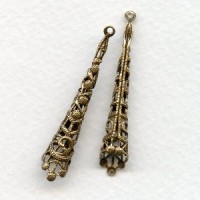 Filigree Pendant Cones Oxidized Brass 44mm (2)