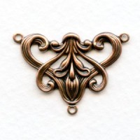 Art Nouveau Style Floral Connector Oxidized Copper (4)