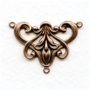 Art Nouveau Style Floral Connector Oxidized Copper (4)