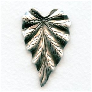 Large Leaf with Hole Oxidized Silver 38mm (6)