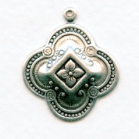 Quatrefoil Medallion Pendants 23mm Oxidized Silver (6)