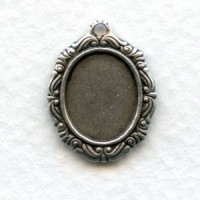 Ornate Detailed Setting 12x10mm Oxidized Silver (12)