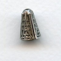 Fancy Oxidized Silver Bead Cone Caps 10mm (6)