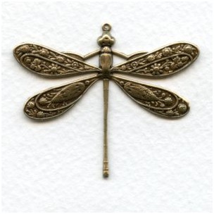 Victorian Style Dragonfly Oxidized Brass 41mm (1)