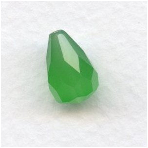 ^Opal Green Glass Tear Drop Beads 13x9mm (12)