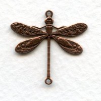 Victorian Style Dragonfly Connectors Oxidized Copper 24mm (3)