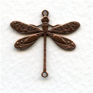 Victorian Style Dragonfly Connectors Oxidized Copper 24mm (6)