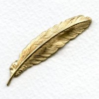 Small Feather Stampings Raw Brass 53mm (3)