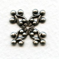 Ornate Prongs Stamping Oxidized Silver 17mm
