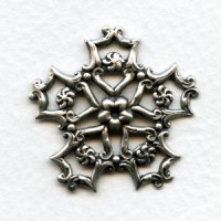 Floral Star Stamping Oxidized Silver 31mm (3)