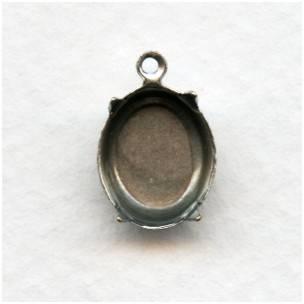 Oval Settings with Loop 12x10mm Oxidized Silver (12)