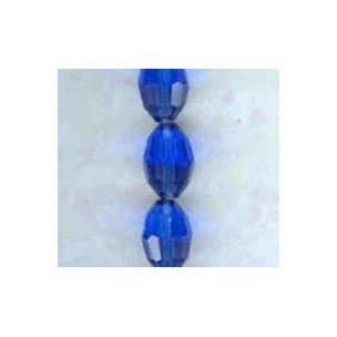 ^Oval Faceted Glass Beads Sapphire 11x8mm