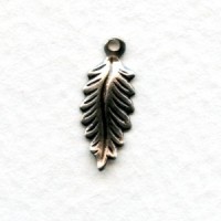 Leaf Pendant Oxidized Silver 16mm with a Loop (12)