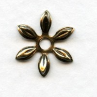 Cut Out Detail Petals Flower Bead Caps Oxidized Brass (12)