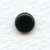 Jet Glass Cabochons Round Buff-Tops 7mm