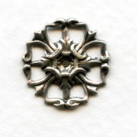Small Openwork Oxidized Silver Stampings 16mm (4)