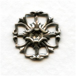 Small Openwork Oxidized Silver Stampings 16mm (4)