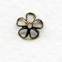 Retro Flower Power Bead Caps 7.5mm Oxidized Brass (24)