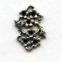 Floral Connector to Set Stones Into Oxidized Silver (6)