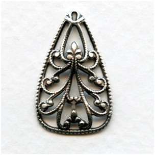 Ornate Filigree Pendants Oxidized Silver 25mm (6)