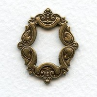 Ornate Framework Stampings Oxidized Brass 29x24mm (3)