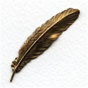 Small Feather Stampings Oxidized Brass 53mm (3)