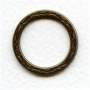 Decorative 25mm Circle Connectors Oxidized Brass (6)