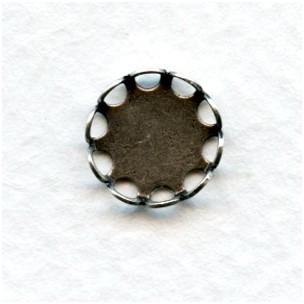 Lace Edge Settings for 9mm Rounds Oxidized Silver (12)