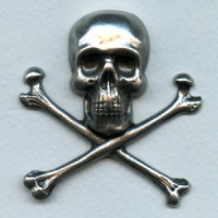 Large Skull and Crossbones Oxidized Silver 55mm (1)