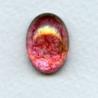 Rose Luster Effect Glass Cabs 18x13mm (2)