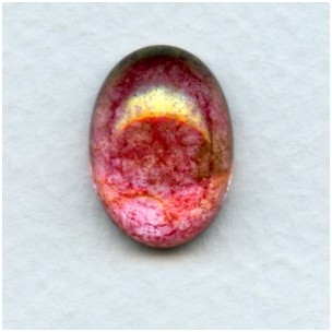 Rose Luster Effect Glass Cabs 18x13mm (2)