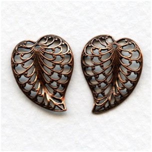 Filigree Leaves with Hole 20mm Oxidized Copper (3 sets)