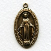 Blessed Mother Mary Medal 31mm Oxidized Brass (1)