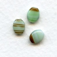 ^Green Quartz 8x6mm Flat Oval Beads from Czech Republic