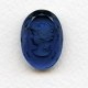 Montana Blue Etched Crystal Portrait Intaglio 25x18mm