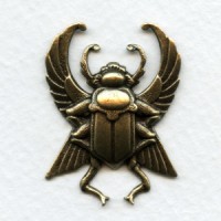 Winged Egyptian Beetle Oxidized Brass 35mm (1)