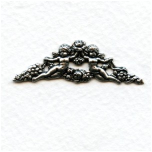 Rose and Cherub Swag Stamping Oxidized Silver (2)